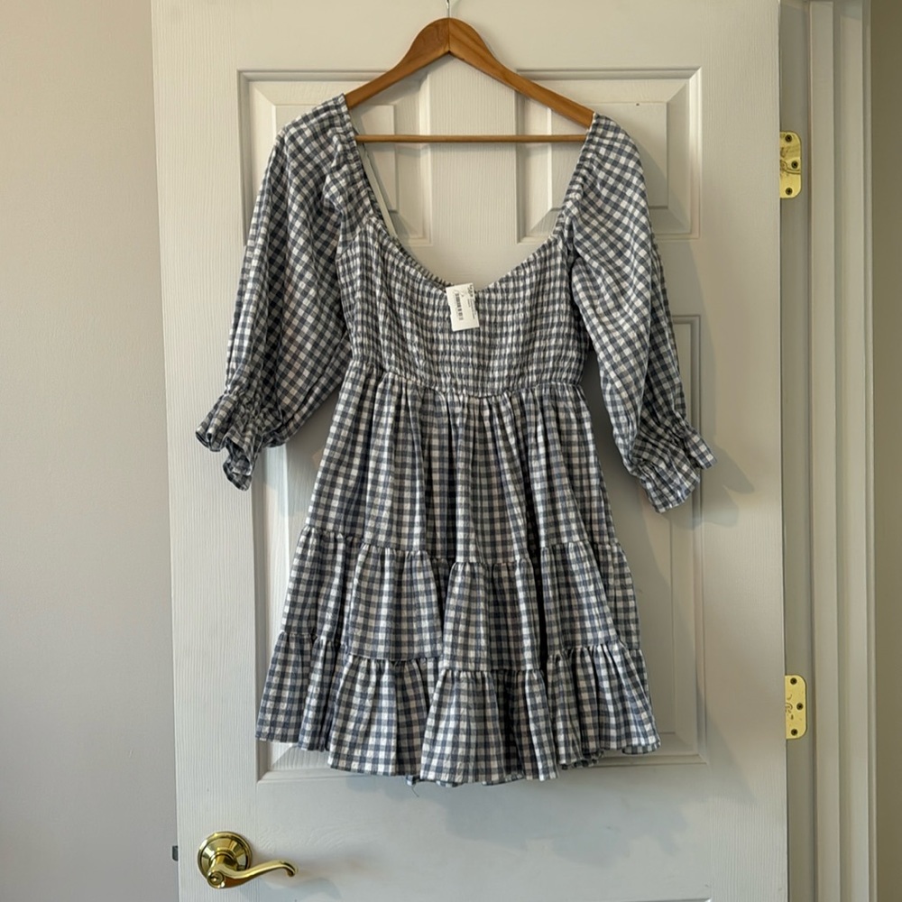 NWT gingham print mini dress